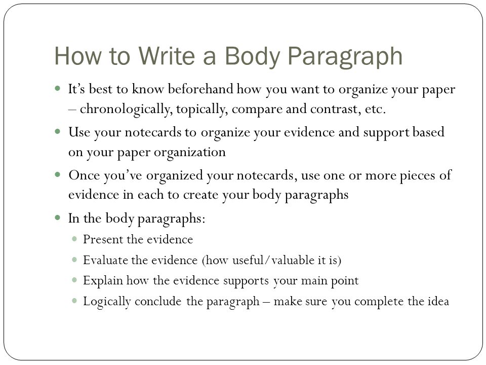 Writing a body paragraph powerpoint